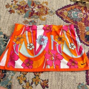 RARE Vintage Nike Hawaiian Y2K Tennis Border Skort Skirt hibiscus Orange Size S